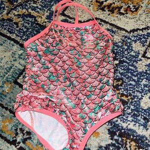 Metallic pink mermaid scale swimsuit by Pink Platinum. 18 month. EUC.